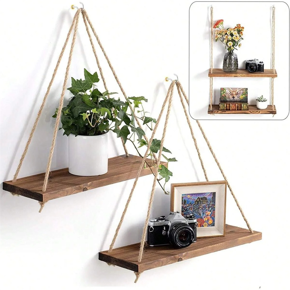 Badminton Live - 1Set Wood Hanging Shelves Swing Hanging
